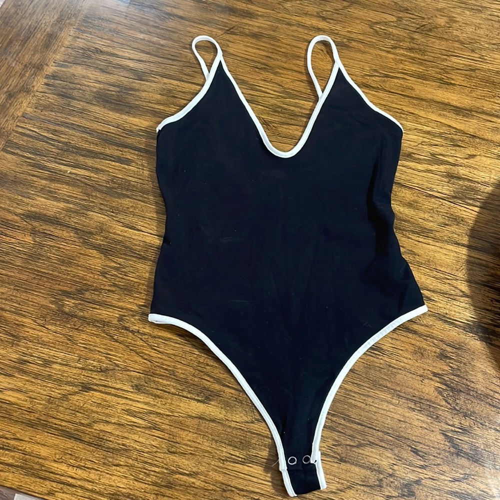 Black & white low back onesie